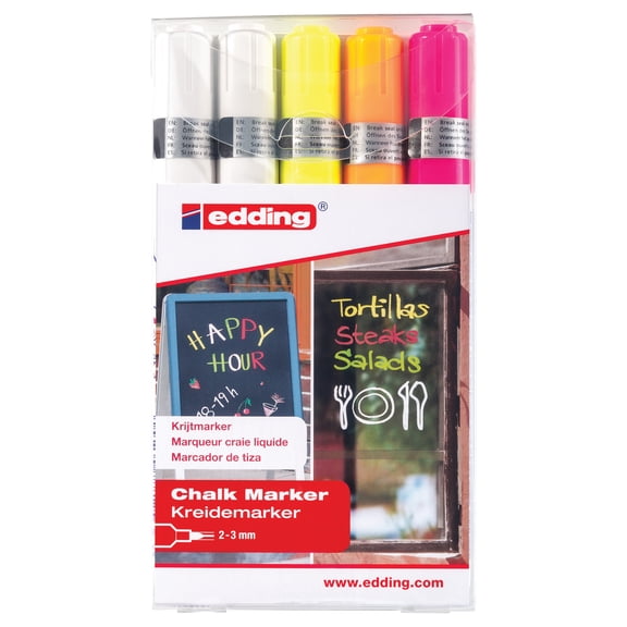 edding 4095 Series Chalk Marker, Assorted Colors, Set of 5
