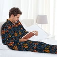 thumbnail image 6 of Fotbe Mexican Flower Pattern Long Sleeve Pajama Set for Men,Sleepwear Set,2-piece Loungewear Set,Soft PJs Comfy Nightwear with Pockets-Small, 6 of 7