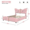 thumbnail image 3 of Generic Full Size Upholstered PU Leather Bed Frame, with Butterfly Shaped Headboard and Footboard, Platform Bed Frame with Gold Metal decorations, No Box Spring Needed, Light Pink, 3 of 9