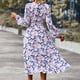 thumbnail image 4 of Moda mujer vendaje pliegue manga larga causal estampado floral vestido largo Fridja  yut4094, 4 of 6