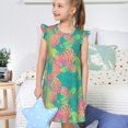 thumbnail image 4 of Balery Colorful Palm Leaves Camisón de princesa para niñas, pijama de algodón con mangas abullonadas, suave y bonito.-Large, 4 of 6