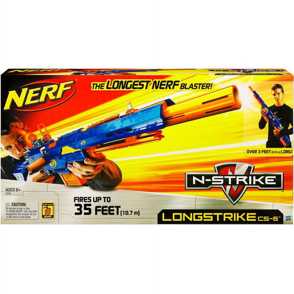 NERF N-Strike Longstrike CS-6 Sniper Blue Blaster Elite, Surgefire Rotating  Drum
