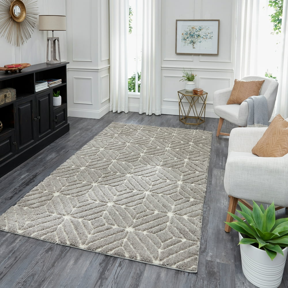 Mohawk Home Loft Quilted Geo Grey Woven Area Rug, 5'x8', Grey Walmart