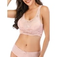 thumbnail image 4 of Women Lace Racerback Bralette Padded with Front Lace Cover Sports Bra Wireless Bra Sleep Bra, 4 of 7