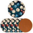 thumbnail image 2 of Baseball Set of 6 Microfiber Leather Round Coasters, 11x11 cm/4.3x4.3 Inches, Drink Coasters for Table, Easy to Clean Beverage Coasters, 2 of 6