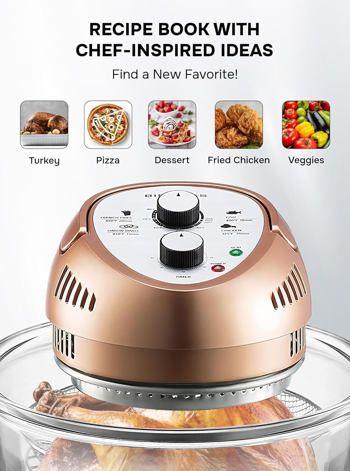Best Buy: Big Boss Oil-less Air Fryer, 16 Quart, 1300W, Easy Operation with  Built in timer Copper 1753