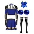thumbnail image 4 of vastwit Women Cheer Leader Dance Crop Top with Skirt and  Accessories Cheerleading Outfits Blue&Black M, 4 of 5