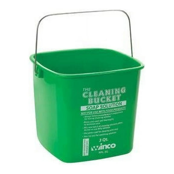 Winco PPL-3G Cleaning Bucket, 3-Quart, Green Soap Solution
