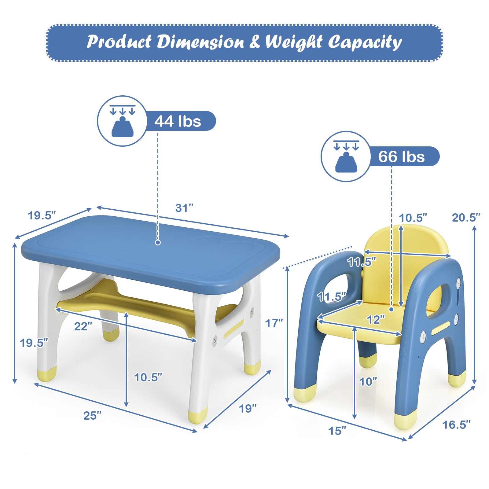 Infans Kids Dinosaur Table and Chair Set Activity Study Desk w/ Building Blocks