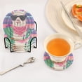 thumbnail image 5 of Haosy Set of 6 Drink Woven Coaster with Holder Heat Resistant Non-Slip Bar Coasters 4 Inches Alpaca Holding Cactus, 5 of 7