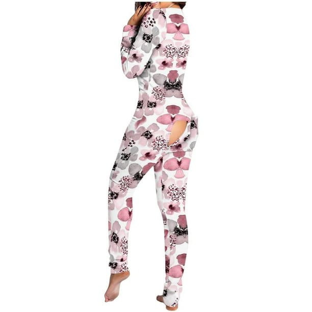 asdoklhq Women Plus Size Clearance Pants Womens Onesie Flap Pajamas