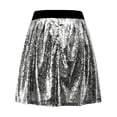 thumbnail image 6 of Women's Fashion High Waist Pleated Solid Color Short Skirt Loose Sequin Skirt High Waist Pencil Skirt A Line Mini Skirt Daily-Wear Flowy Shiny Glitter Mini Short Skirts Club Party Silver XXL, 6 of 7