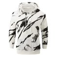 thumbnail image 4 of Men's Oversized Tie-Dye Print Hooded Sweatshirt, Long Sleeve Loose Fit Pullover Fleece Hoodie for Casual Wear, Streetwear, Fall Fashion,White,XL, 4 of 4