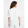 thumbnail image 4 of Time and Tru Women's Boxy Sweatshirt with Short Sleeves, Size XS-XXXL, 4 of 6
