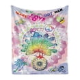 thumbnail image 1 of Thanksgiving Soft Flannel Fleece Blanket, Tropical Hippie Turkey Love Lettering Sunshine Hearts Beachy 60s Peace Vintage, Cozy Plush for Indoor and Outdoor Use, 50" x 70", Multicolor, by Ambesonne, 1 of 6