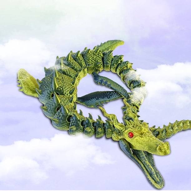 Dragón Articulado, Figura Decorativa De Cristal Impresa En 3D, Adorno De Escritorio Articulado Para Oficina Y Hogar, Escultura Coleccionable De Criatura Fantástica Con Cuerpo Articulado.