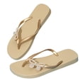 thumbnail image 4 of hoksml Women's Rhinestone Bow Flip Flops, Flat Open Toe Thong Sandals Casual Summer Beach Slippers, 4 of 6
