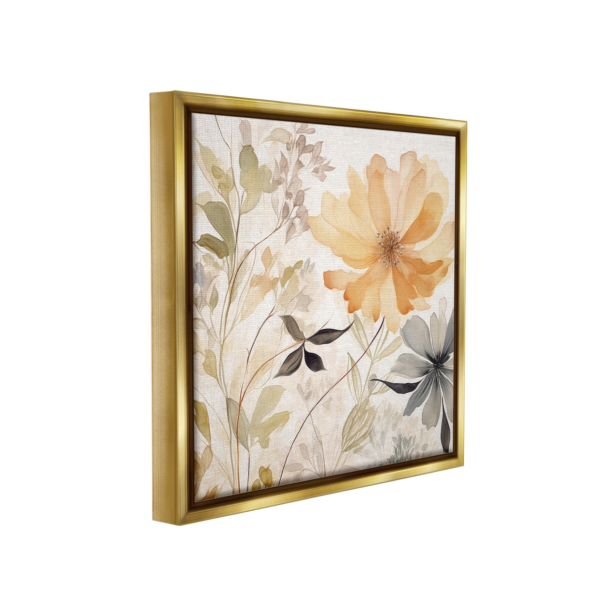 Stupell Industries Lush Botanical Serenity Botanical & Floral Painting Gold Floater Framed Canvas Art Print Wall Art, 25 x 25