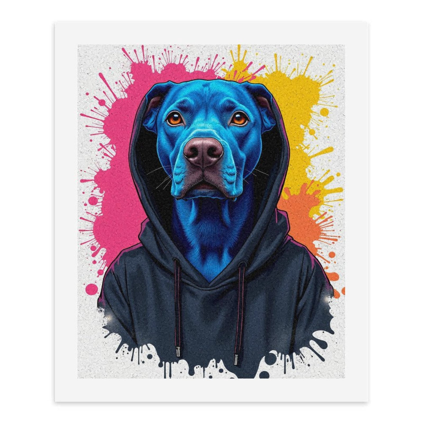 Paint By Numbers Kit for Adults Beginner - DIY Blue Dog Hoodie Art Popcolors Canvas Painting Kits for Adults, Frameless Paint By Number for Adults for Home Wall Decor 16x20 Inch
