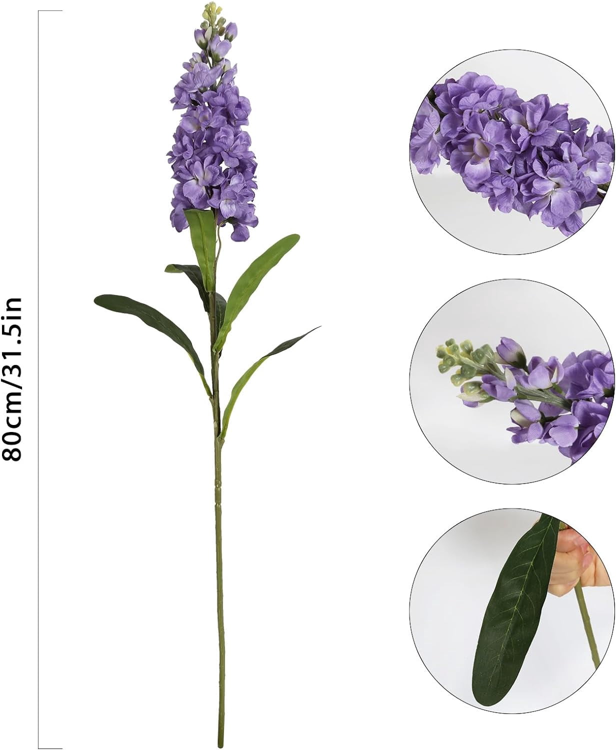 Long Stem Delphinium Artificial Flowers, Snapdragon Fake Flowers Purple Silk Flowers 3.5" Antirrhinum Majus Arrangement Decorations for Tall Vase Home Garden Wedding Decor (Dark Purple)