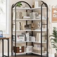 thumbnail image 1 of 5 niveles esquina estante arched metal frame - an industrial forma l estante libros combining wood y metal abiertos almacenamiento, great living rooms, bedrooms, kitchens, y home offices (blan..., 1 of 7
