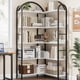 thumbnail image 1 of 5 niveles esquina estante arched metal frame - an industrial forma l estante libros combining wood y metal abiertos almacenamiento, great living rooms, bedrooms, kitchens, y home offices (blan..., 1 of 7