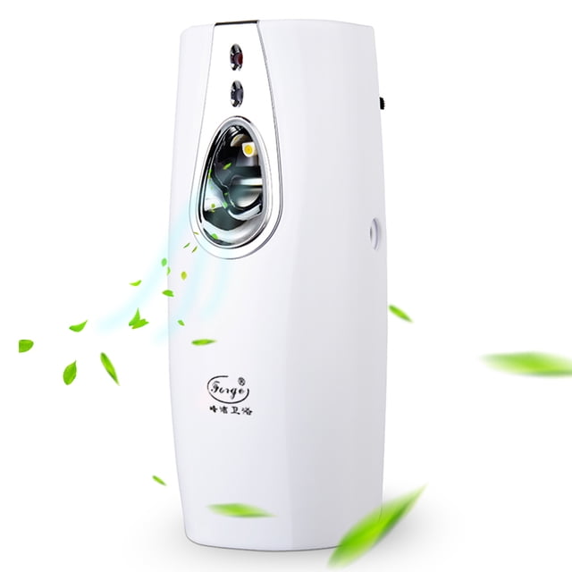 Dispensador automático de aromatizante blanco F118, sin batería ni perfume, capacidad de 300ml, diseño moderno y programable.