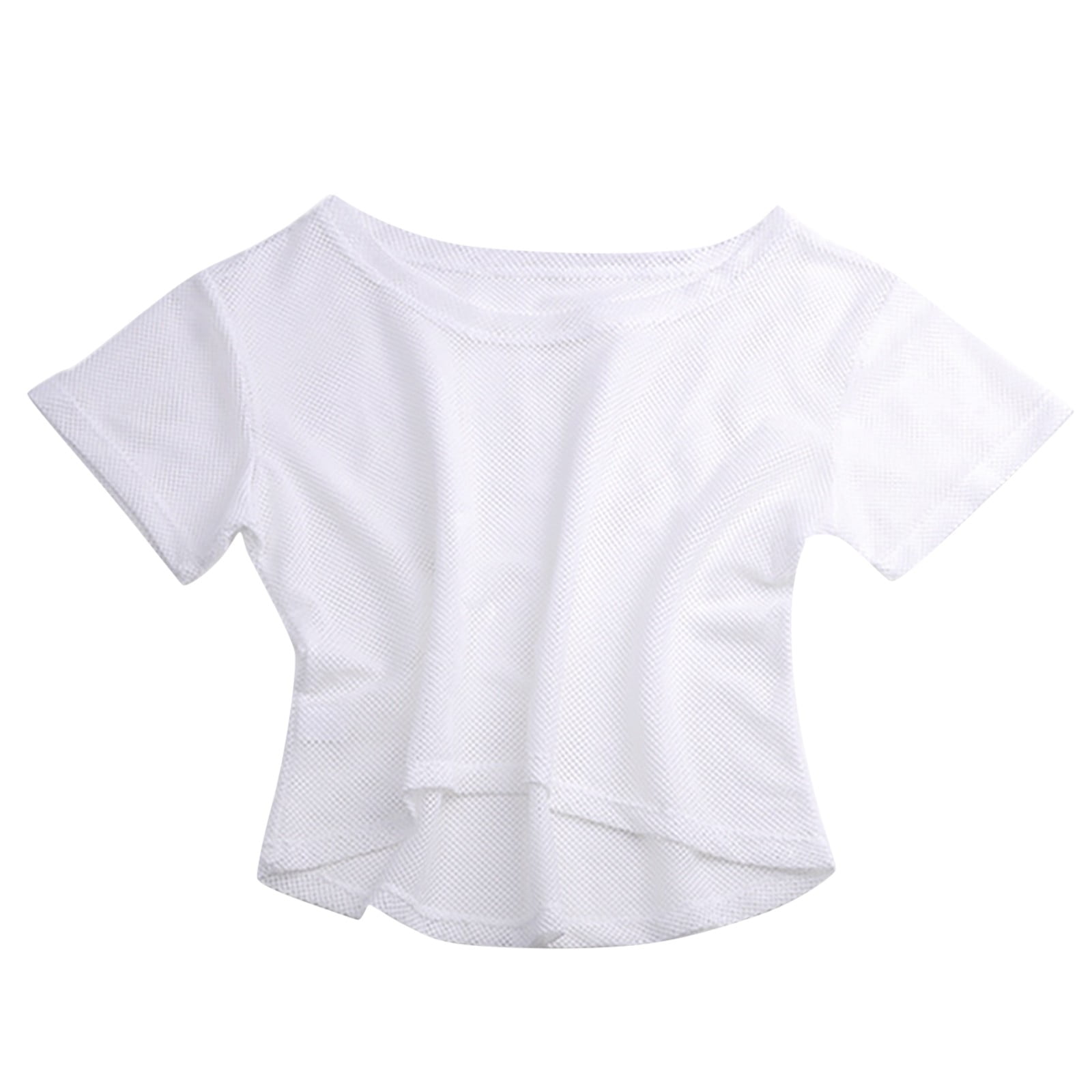 white fishnet top short sleeve