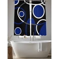 thumbnail image 5 of Abstract Geometric Lines Sheer Curtains 63 Inches Long 2 Panels Circular Texture Blue Black Retro Light Filtering Semi Sheer Window Curtains Drapes for Bedroom Living Room 52"x63", 5 of 7