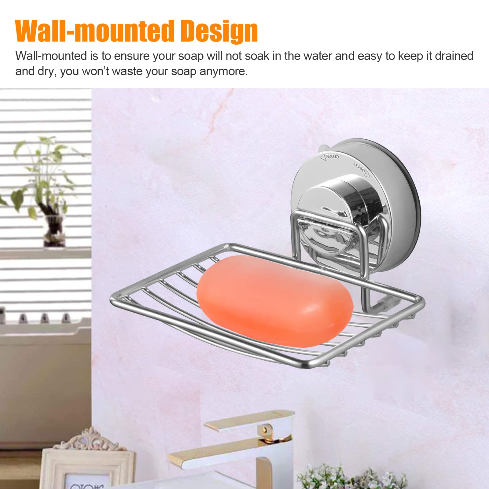 Suction Cup Wall Adhesive Soap Box Dish Holder Bathroom Storage Case Container 