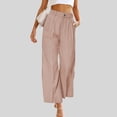 thumbnail image 2 of Wozhidaoke Wide Leg Pants Womens Casual High Waisted Work Straight Leg Dress Slacks with Pockets Bell Bottoms Womens Trousers Slacks for Women, Pink +S, 2 of 5