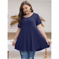 thumbnail image 3 of Womens Plus Size Short Sleeve Casual Summer Round Neck Shirts Tunics for Leggings, 3 of 6