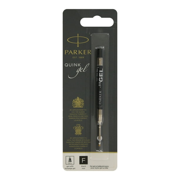 Parker Quink Ballpoint Pen Gel Ink Refill, 0.5mm, Fine Tip, Black Ink