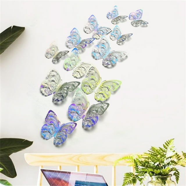 RKSTN Fall Decorations for Home 12PCS Metal Texture Hollow Wall Sticker Decorations