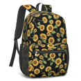 thumbnail image 2 of Sunflower Black Pattern 17" Waterproof Oxford School Backpacks for Teens, S-Shape Padded Straps, for School, Travel, Hiking, Camping, 2 of 5