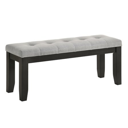 JERFIT Modern Upholstered Bench with Button Tufting for Dining Room, Living Room or Bedroom, Light Gray Fabric and Dark Wood Legs