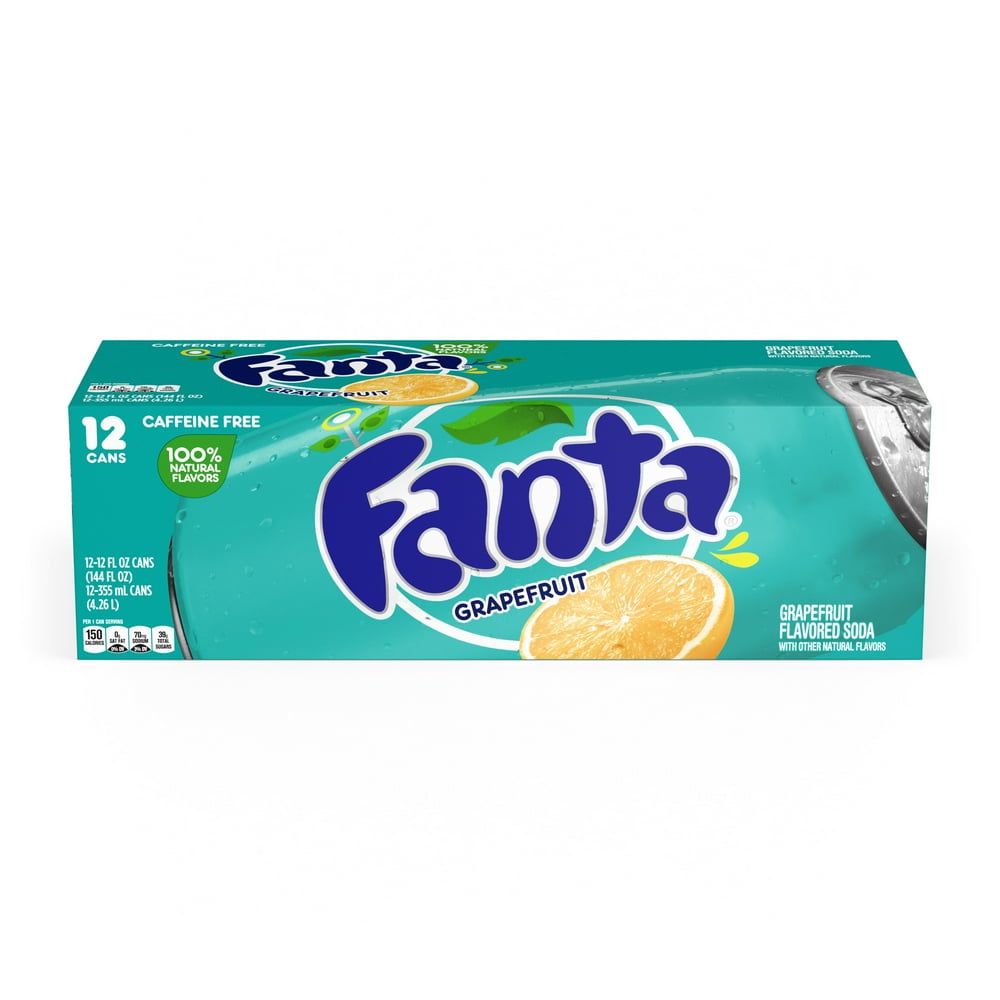 Fanta Grapefruit Soda Fruit Flavored Soft Drink, 12 fl oz, 12 Pack