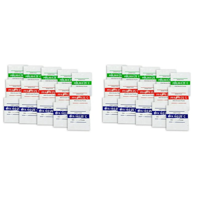 Paquete de 30 Solución Tampón de en Polvo 6,86/4,00/9,18, Paquetes de Solución de Calibración de PH para Preciso