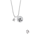 thumbnail image 2 of Delight Jewelry Silvertone Tea Cup Silvertone Script Initial Disc - R - Charm Necklace, 20"+3", 2 of 4