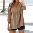 thumbnail image 5 of Vinsonshop Womens Button Down Shirt Casual Comfort Work Tops Linen Womens Clothing Linen Blouse Cotton Linen Cotton Gauze Summer Gauze Shirts Business Casual Gauze Tops Elegant Khaki L, 5 of 9
