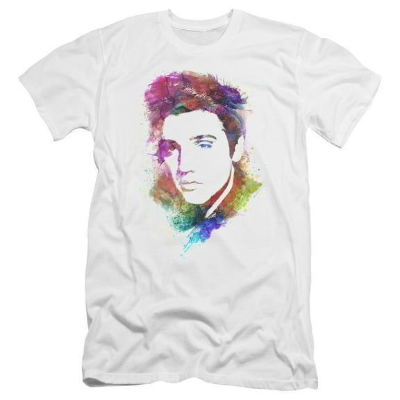Trevco ELV866-PSF-2 Elvis Presley Watercolor King Hbo Short Sleeve Adult 30-1 Mens T-Shirt, White - Medium