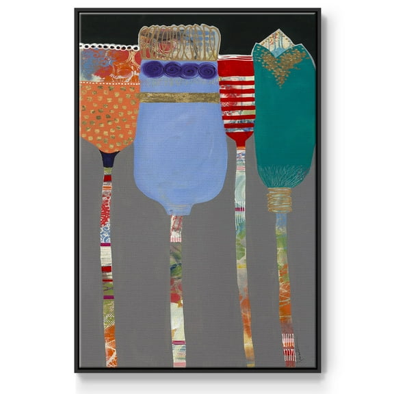 Tall Tulips Framed Premium Gallery Wrapped Canvas - Ready to Hang - 17 x 25 - Black Floating Frame