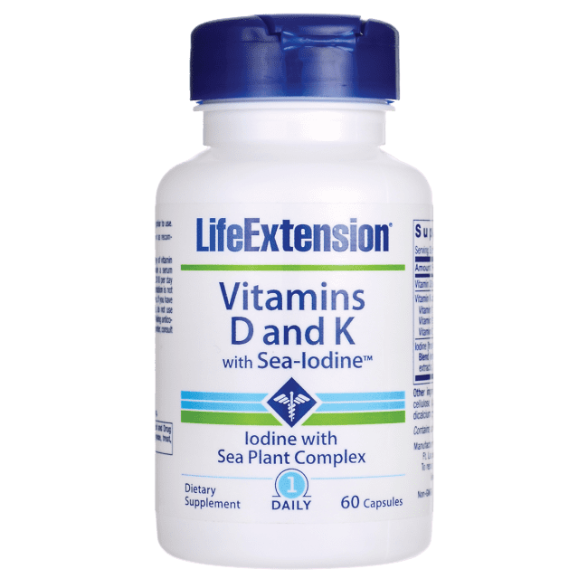 Life Extension Vitamins D and K with SeaIodine 60 Capsules Walmart