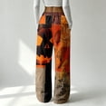 thumbnail image 2 of Womens Flannel Pajama Pants Warm Cozy Flannel Pj Bottoms Printed Halloween Pajamas Drawstring Lounge Plush Pants High Elastic Waist Wide Leg Bottoms, 2 of 4