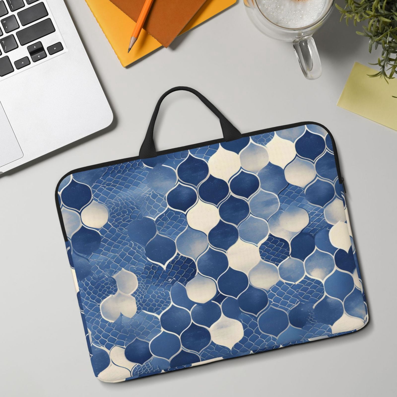 Laptop Sleeve Bag For Women Men 14inch Waterproof Durable Protective Computer Carrying Cover Handle Laptop Case Bag Snake Skin Print Style Doderblue_4