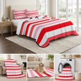 thumbnail image 6 of King Quilt Set 96''x106'', Red Pink Striped Lightweight Summer Bedspread Coverlet Set with 2 Pillow Shams, Farmhouse Stripes Simple Art Breathable All Season Quilt Bedding for Bedroom/Guest Room, 6 of 9