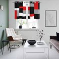 thumbnail image 4 of Red Black Grey Geometric Kitchen Curtains Small Short 39 Inch Length, Modern Abstract Art Luxury Grommet Top Bedroom Living Room Curtains, Light Filtering Cafe Curtain Drapes 2 Panels Set 55''x39'', 4 of 9