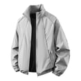 thumbnail image 2 of PNTUTB Fashion Men's Solid Color Jacket Stand Collar Full Zip Windbreaker Lightweight Casual Loose Comfort Long Sleeve Outdoor Sporty Coat with Pockets, 2 of 6