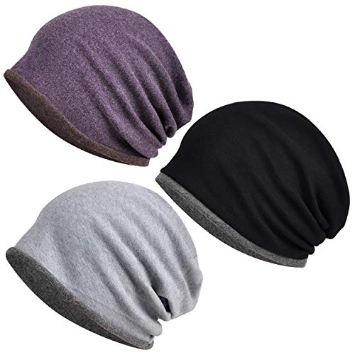 2 Pack Chemo Headwear Beanies Cancer Caps for Women Men Slouchy Unisex