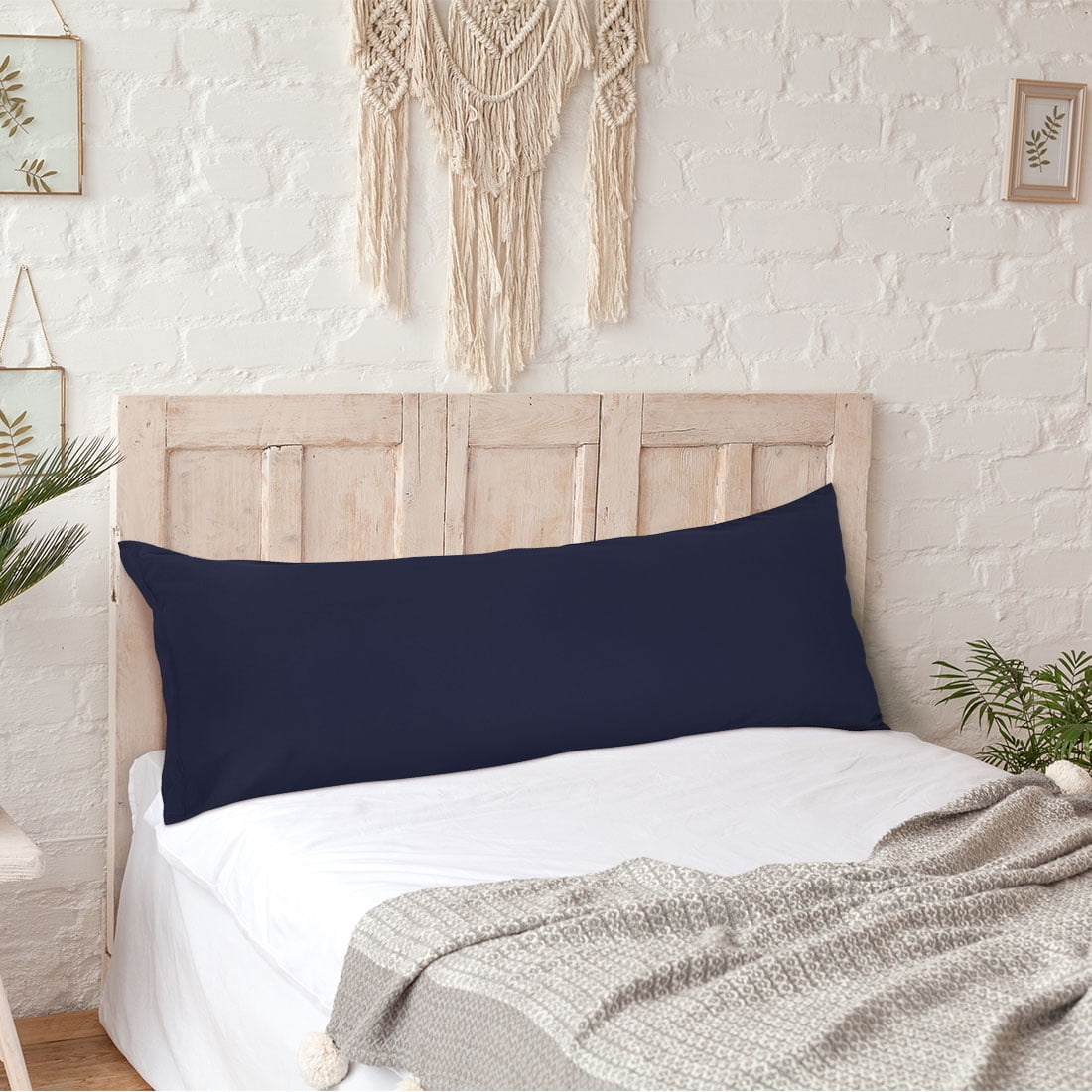 Unique Bargains 2 Packs Brushed Microfiber Body Pillowcase Navy Blue 20" x 48"